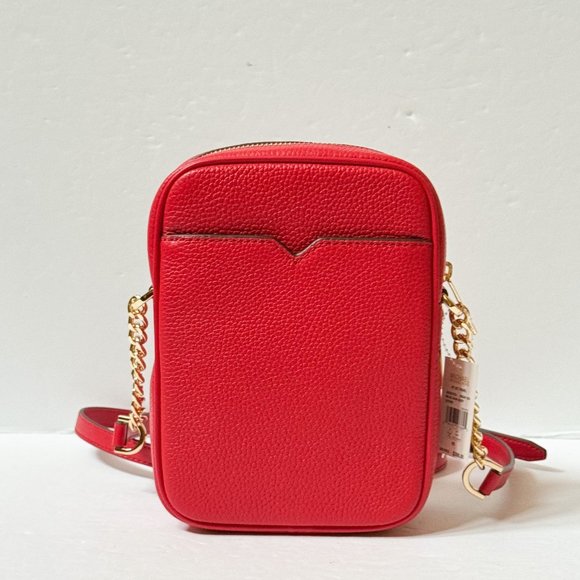 Michael Kors Jet Set Travel North South Flight Chain Crossbody Bag Bright Red - Picture 4 of 13